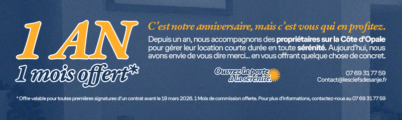 Offre Anniversaire chez Les Clefs de Sanje, Conciergerie sur la côte d'opale